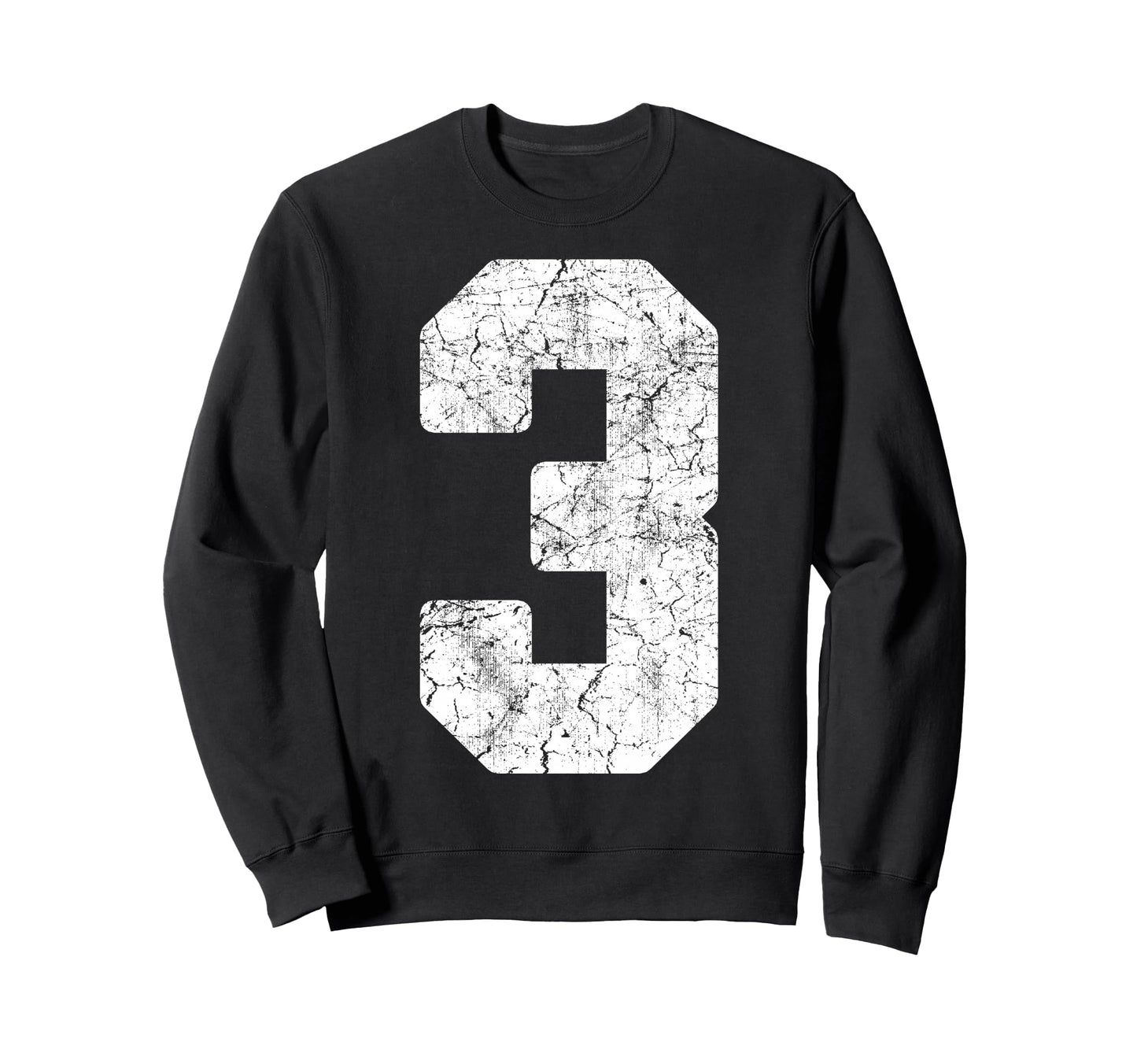 Distressed White Number 3 Jersey Sweatshirt - Custom Art Print Men Women - T-Shirt, Sweatshirt, Hoodie