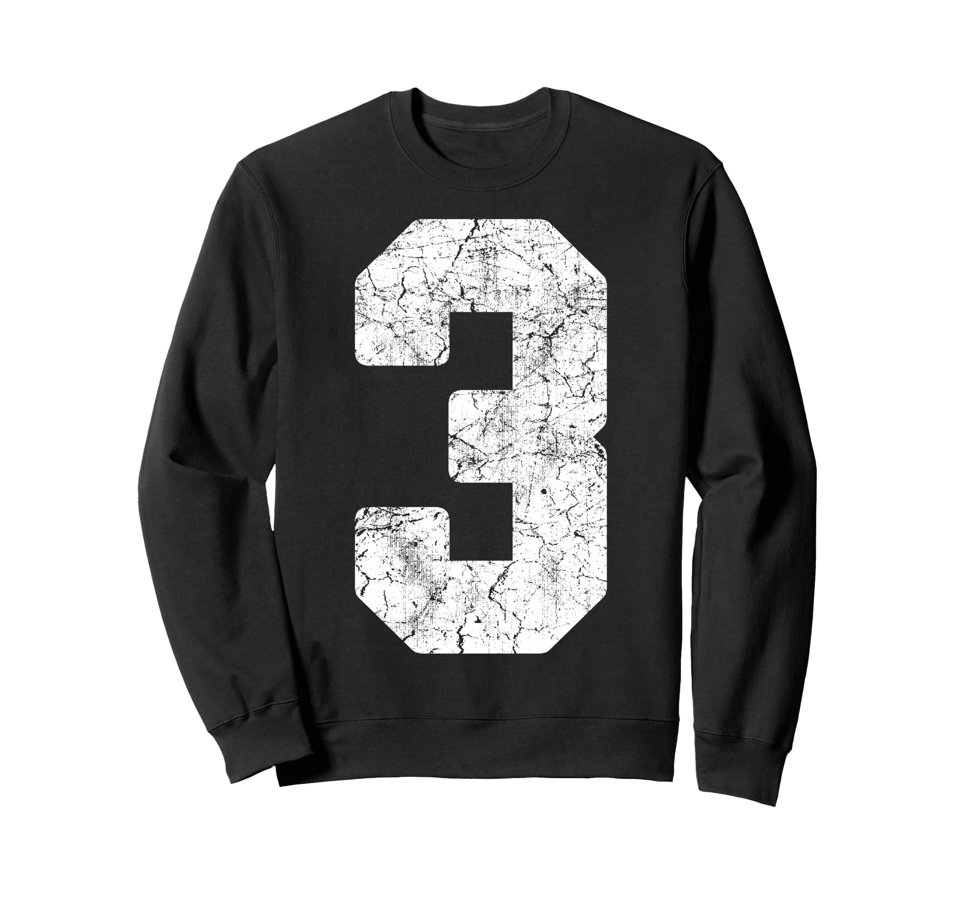 Distressed White Number 3 Jersey Sweatshirt - Custom Art Print Men Women - T-Shirt, Sweatshirt, Hoodie