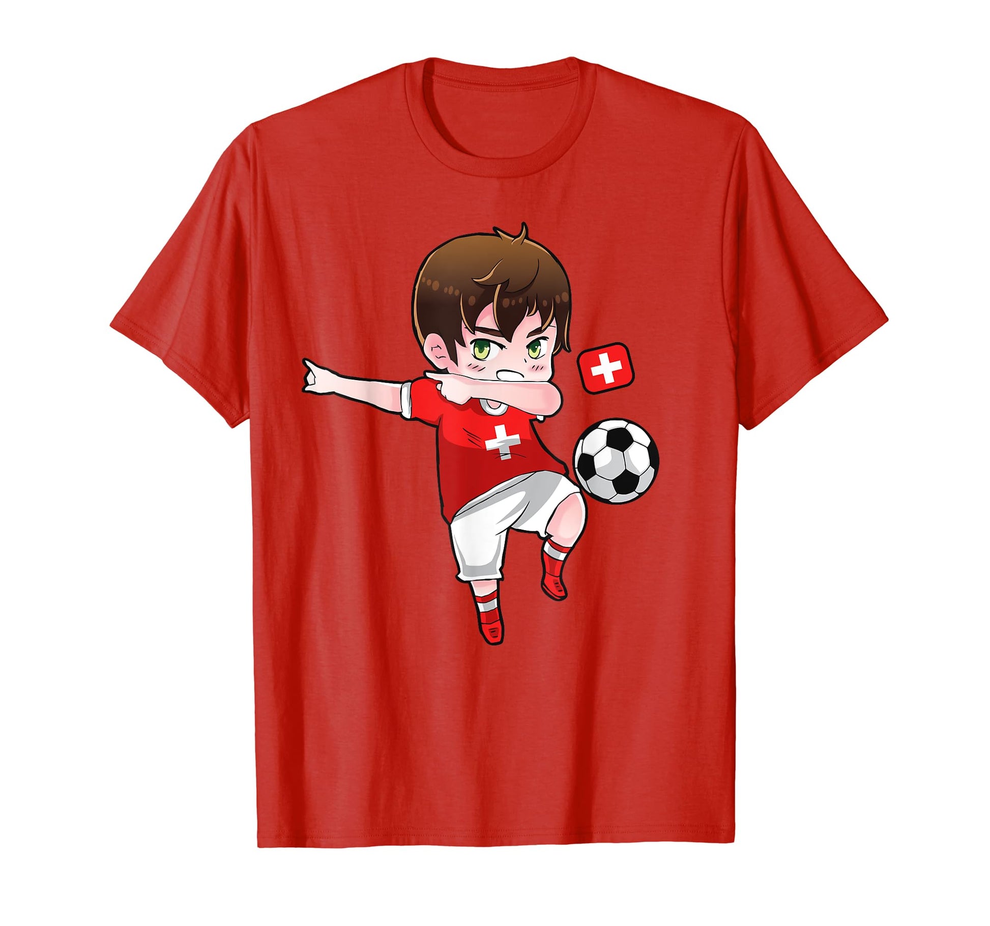 Dabbing Soccer Switzerland Football Swiss T-Shirt - Unique Graphic Unisex - T-Shirt, Sweatshirt, Hoodie
