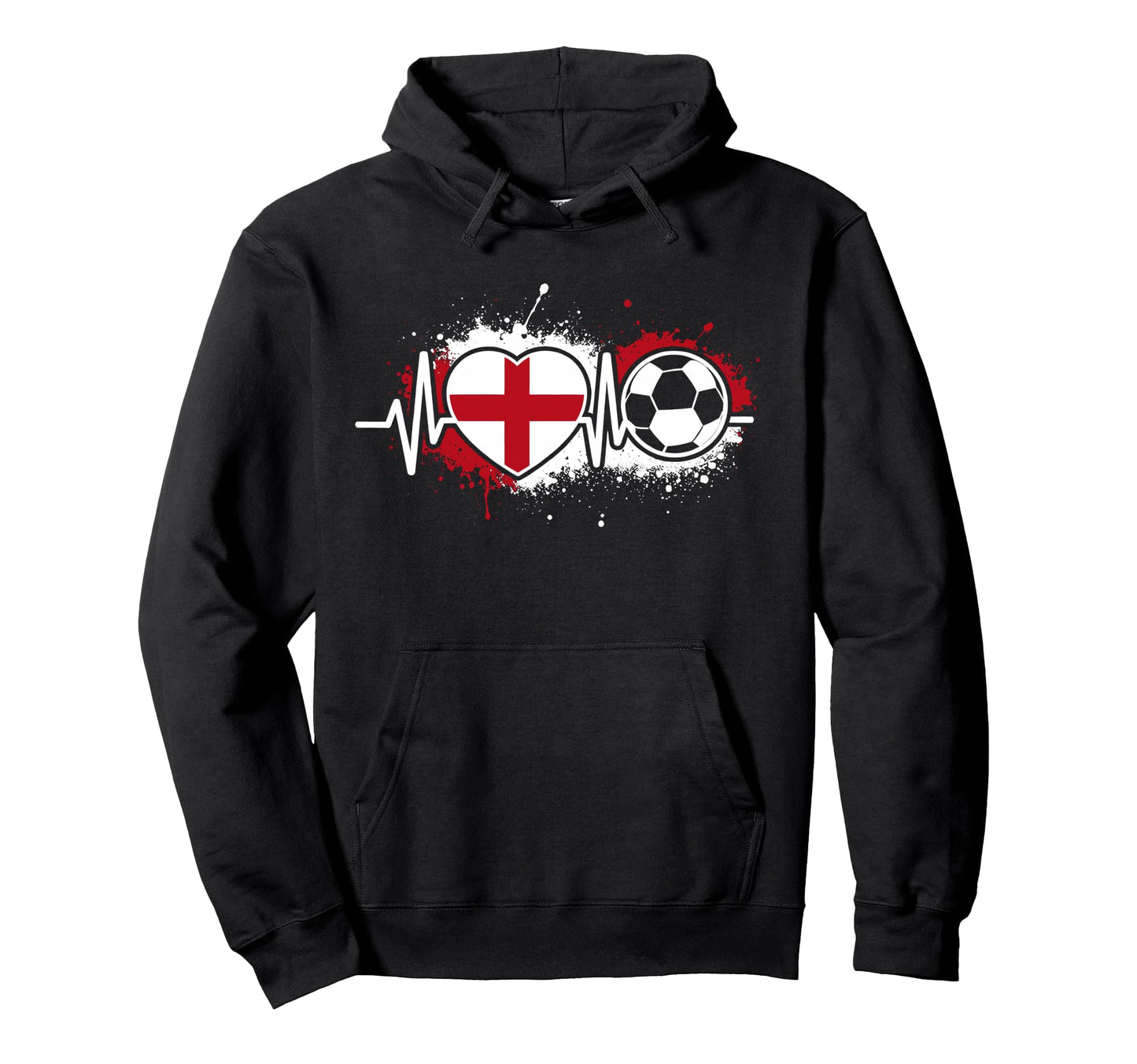 Heartbeat England Soccer Flag Supporter Hoodie - Minimalist Print Unisex - T-Shirt, Sweatshirt, Hoodie