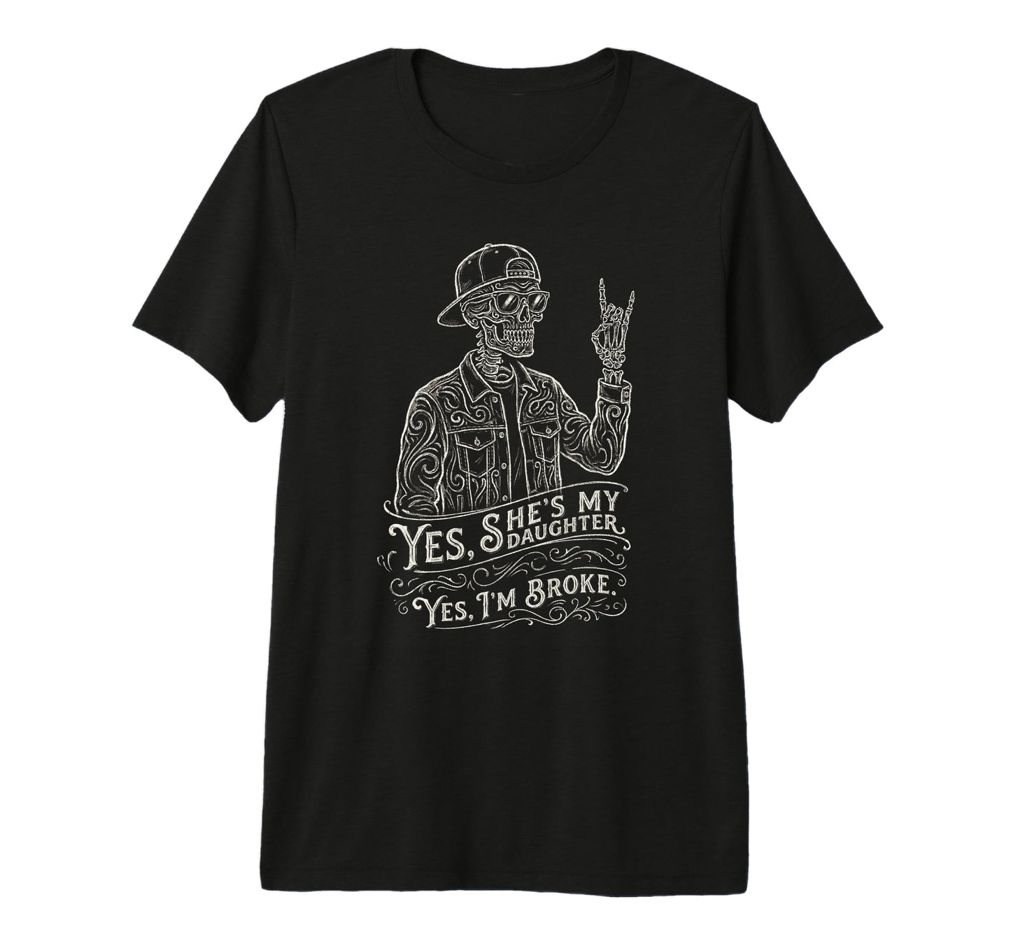 Skeleton Dad Daughter Matching Funny T-Shirt - Custom Art Print for Adults - T-Shirt, Sweatshirt, Hoodie
