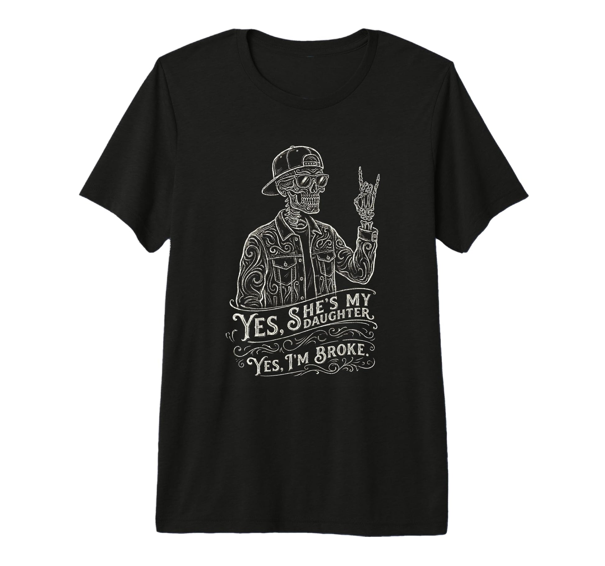 Skeleton Dad Daughter Matching Funny T-Shirt - Custom Art Print for Adults - T-Shirt, Sweatshirt, Hoodie