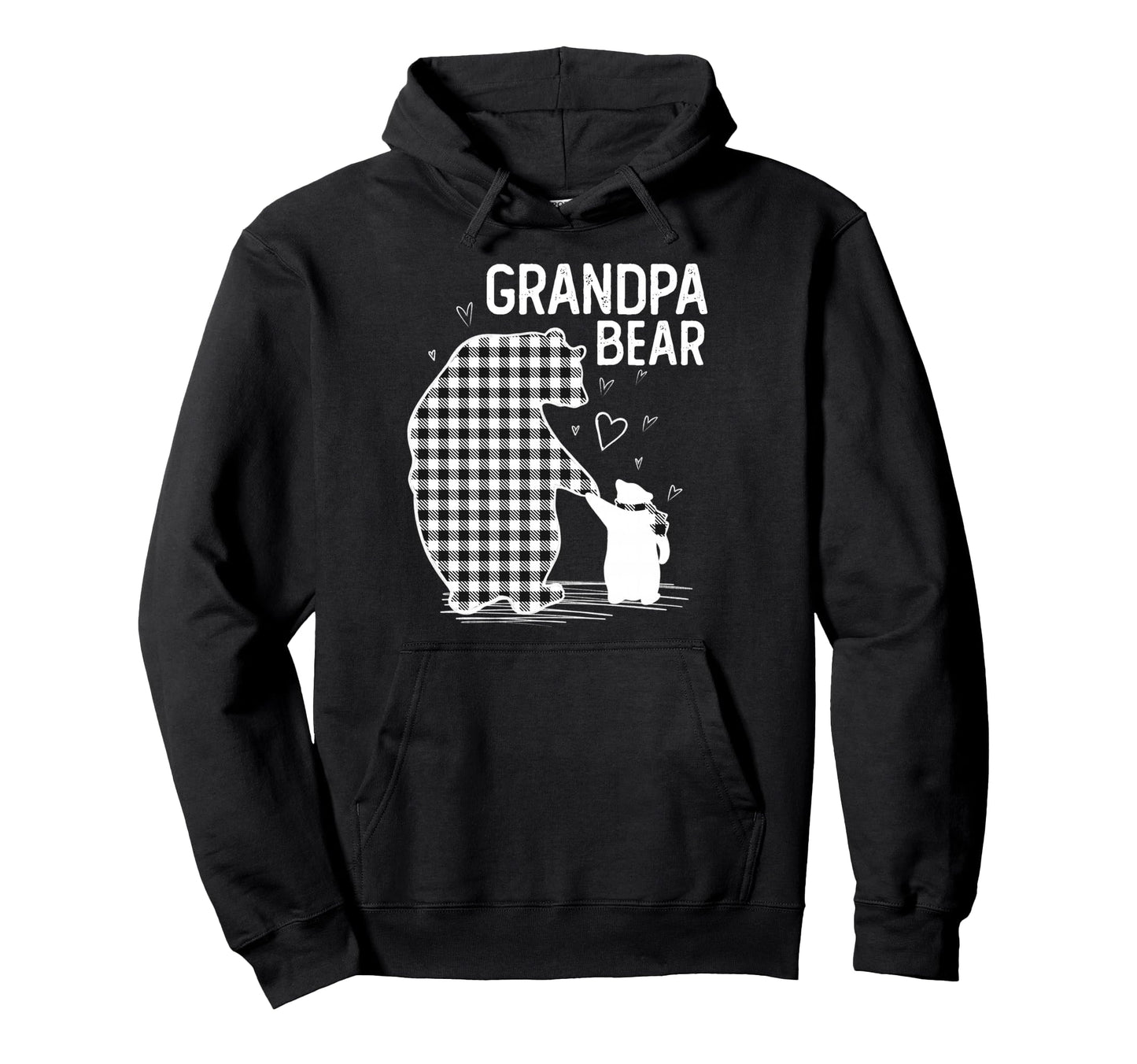 Grandpa Bear Pajama Grey Buffalo Plaid Hoodie - Novelty Apparel for Adults - T-Shirt, Sweatshirt, Hoodie