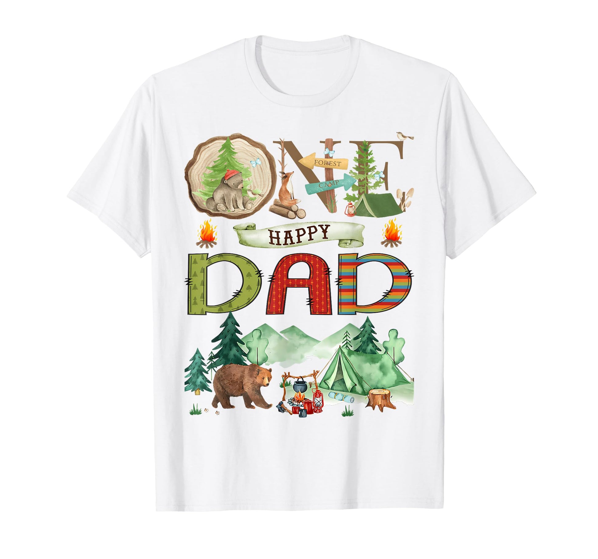 One Happy Dad Camper 1St Birthday T-Shirt - Minimalist Print for Adults - T-Shirt, Sweatshirt, Hoodie