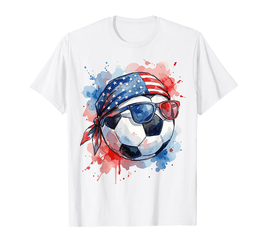 American Flag Soccer Ball Wearing T-Shirt - Fun Novelty Design Unisex - T-Shirt, Sweatshirt, Hoodie