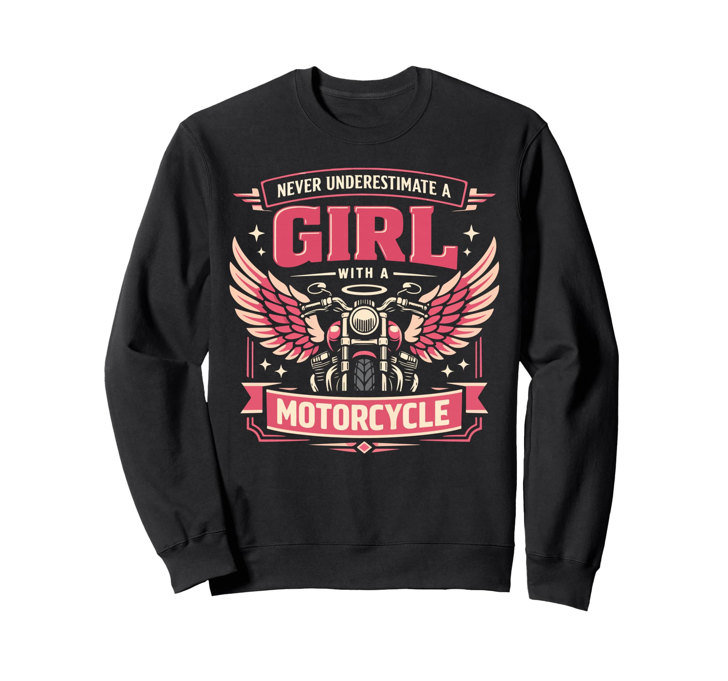 Motorcycle Biker Female Never Sweatshirt - Minimalist Print Unisex - T-Shirt, Sweatshirt, Hoodie