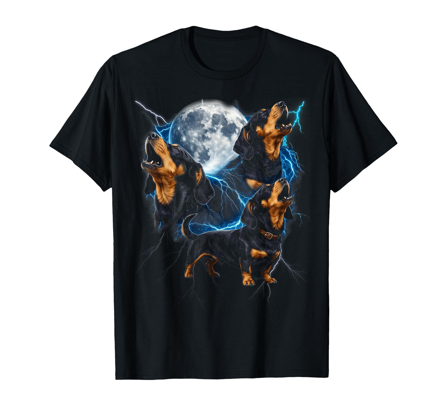 Dachshund Howling Three 3 To Moon T-Shirt - Streetwear Style Men Women - T-Shirt, Sweatshirt, Hoodie