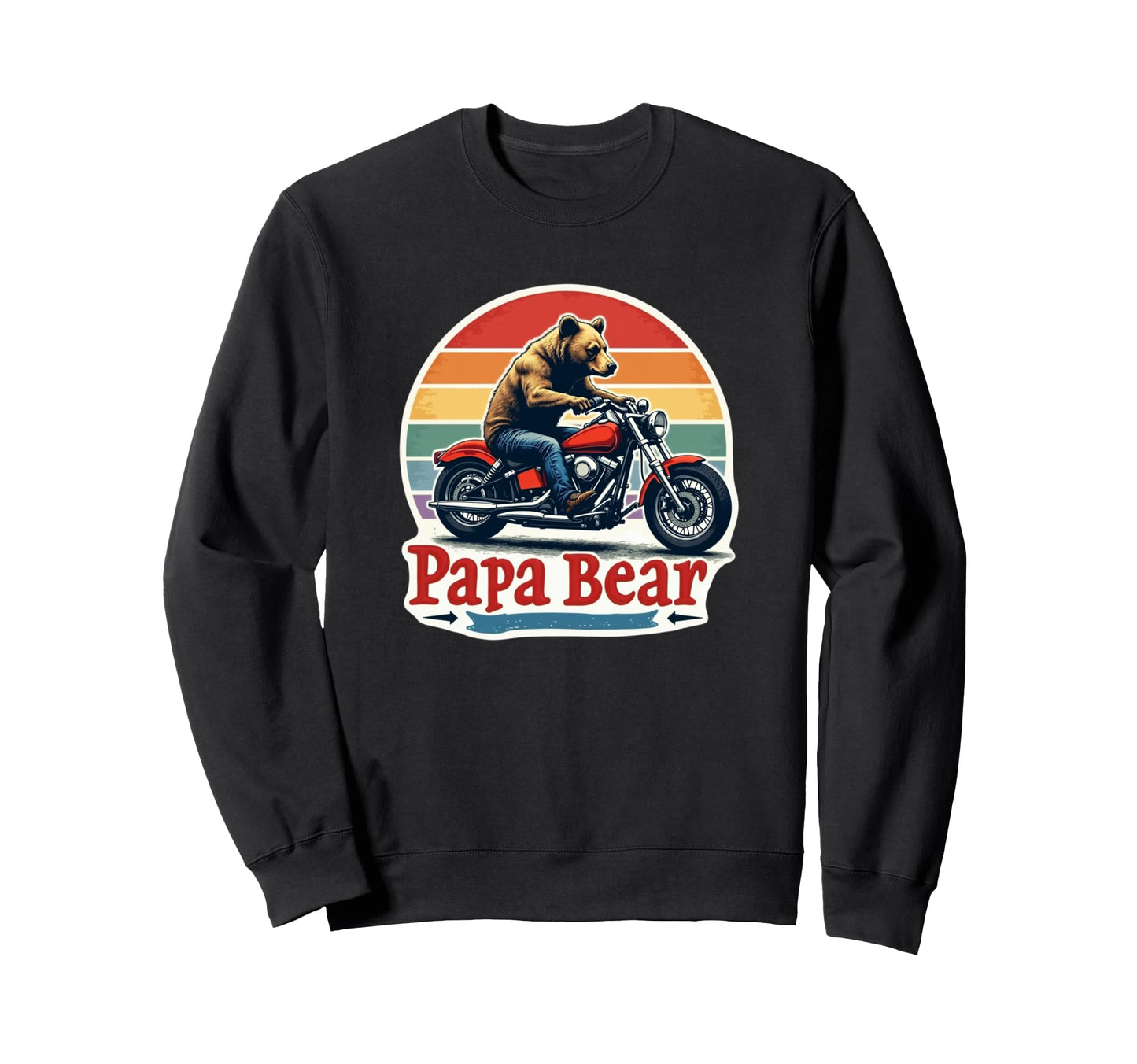 Papa Bear Bear Riding Motorcycle Sweatshirt - Streetwear Style for Adults - T-Shirt, Sweatshirt, Hoodie