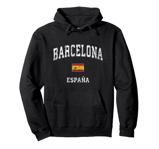 Barcelona Spain Athletic Sports Hoodie - Unique Graphic Unisex - T-Shirt, Sweatshirt, Hoodie