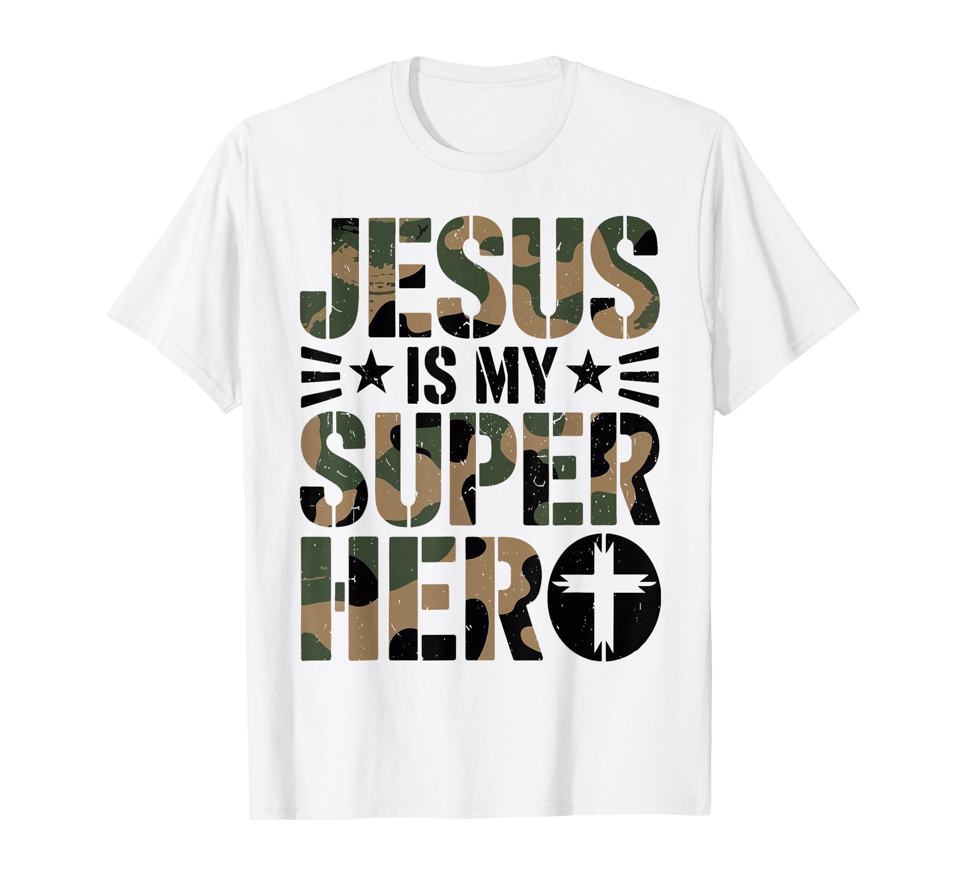 Camo Jesus Is Superhero Christian T-Shirt - Casual Everyday Wear Unisex - T-Shirt, Sweatshirt, Hoodie