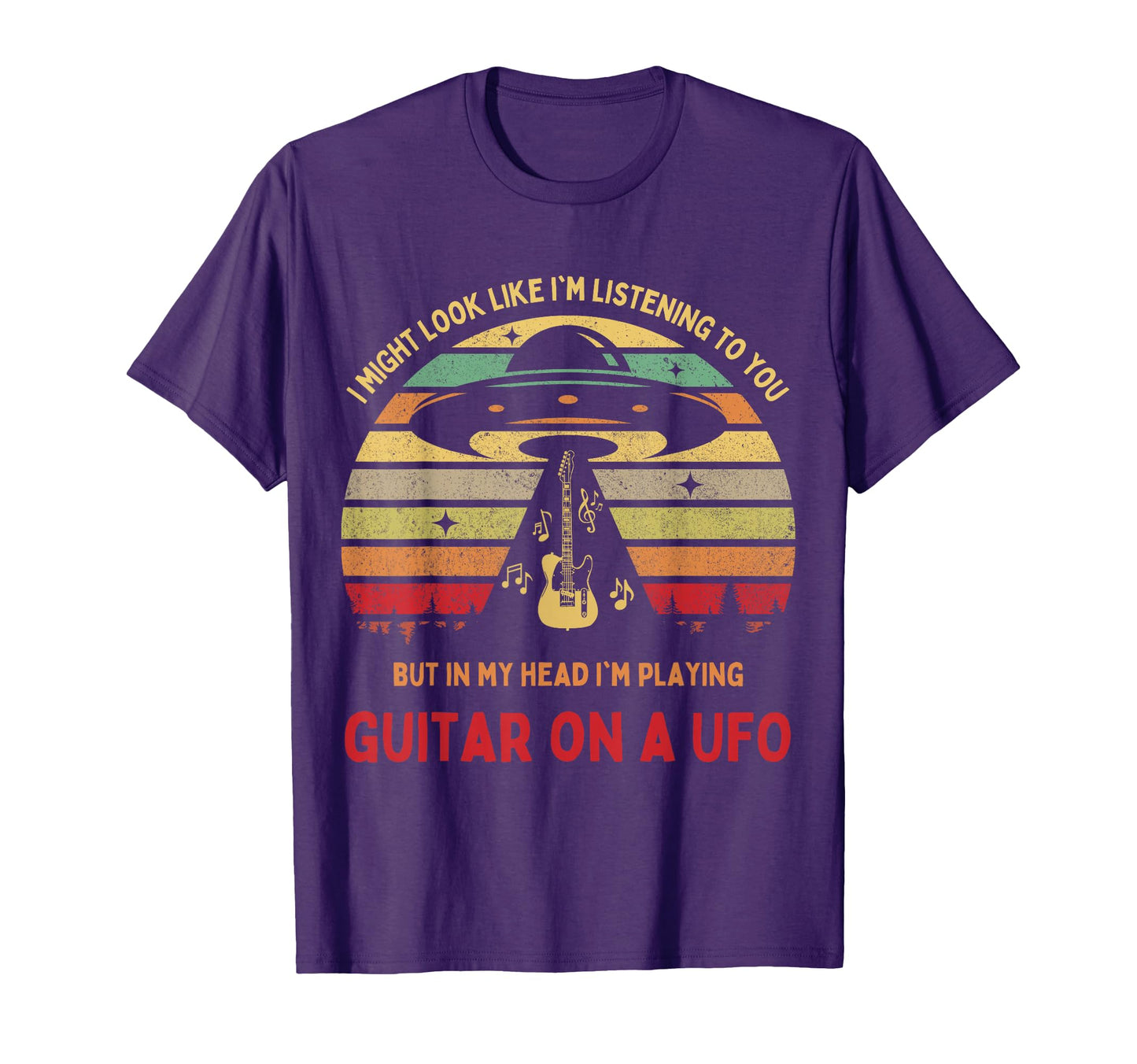 Funny Alien Playing Guitar Ufo T-Shirt - Fun Novelty Design Men Women - T-Shirt, Sweatshirt, Hoodie