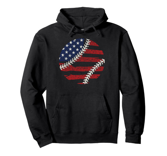Baseball Us Flag Baseball Lover Dad Hoodie - Minimalist Print Unisex - T-Shirt, Sweatshirt, Hoodie