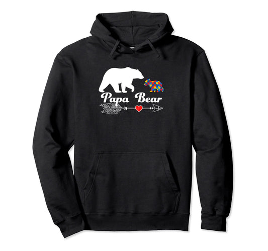 Autism Papa Bear Puzzle Autism Hoodie - Casual Everyday Wear for Adults - T-Shirt, Sweatshirt, Hoodie