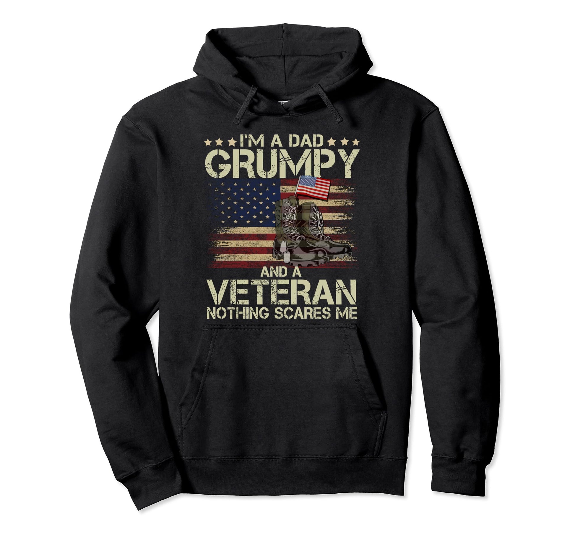 Military Boots Im Dad Grumpy Veteran Hoodie - Minimalist Print for Adults - T-Shirt, Sweatshirt, Hoodie
