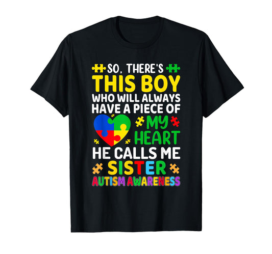 Autism Sister Autism Awareness T-Shirt - Minimalist Print Men Women - T-Shirt, Sweatshirt, Hoodie