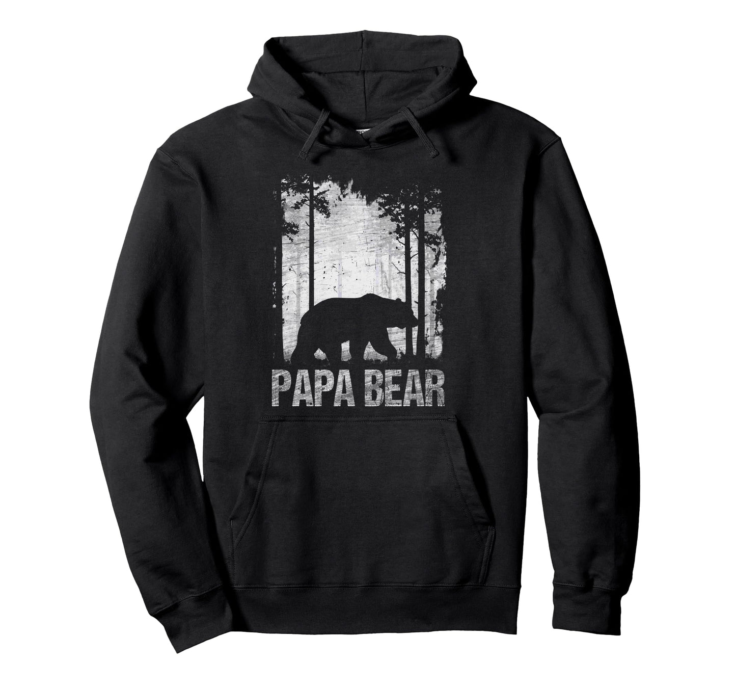 Papa Bear Silhouette Forest Hoodie - Unique Graphic Unisex - T-Shirt, Sweatshirt, Hoodie