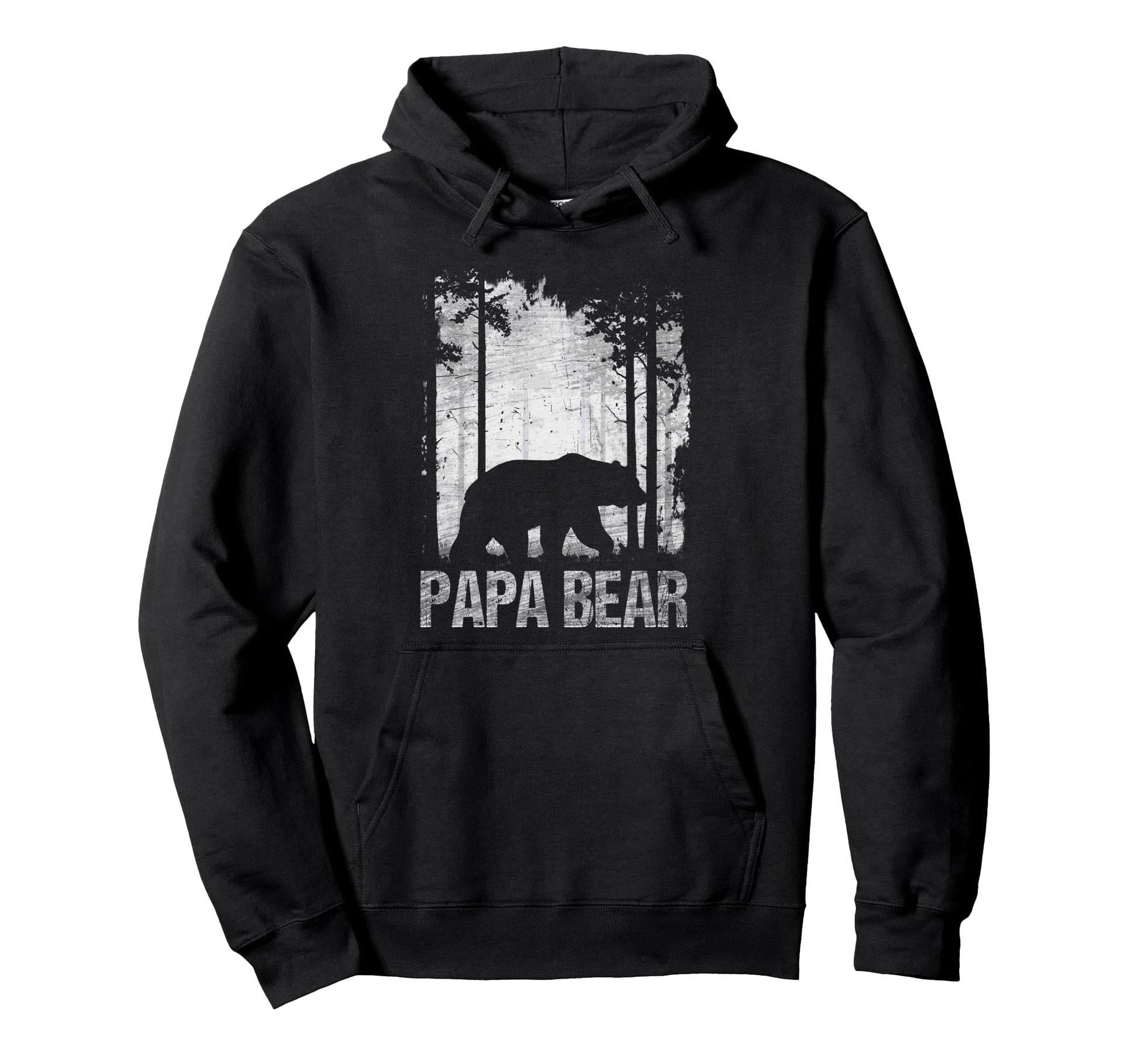 Papa Bear Silhouette Forest Hoodie - Unique Graphic Unisex - T-Shirt, Sweatshirt, Hoodie