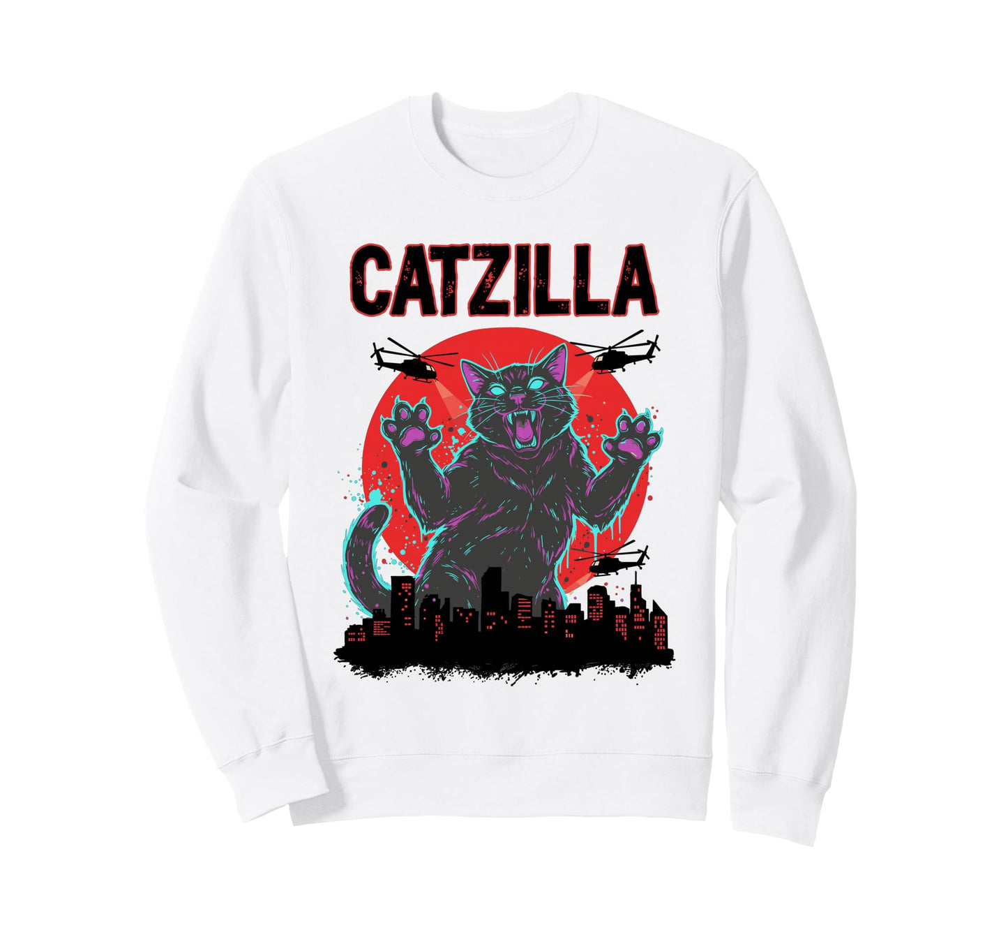 Catzilla Cat Japanese Art Funny And Sweatshirt - Novelty Apparel Men Women - T-Shirt, Sweatshirt, Hoodie