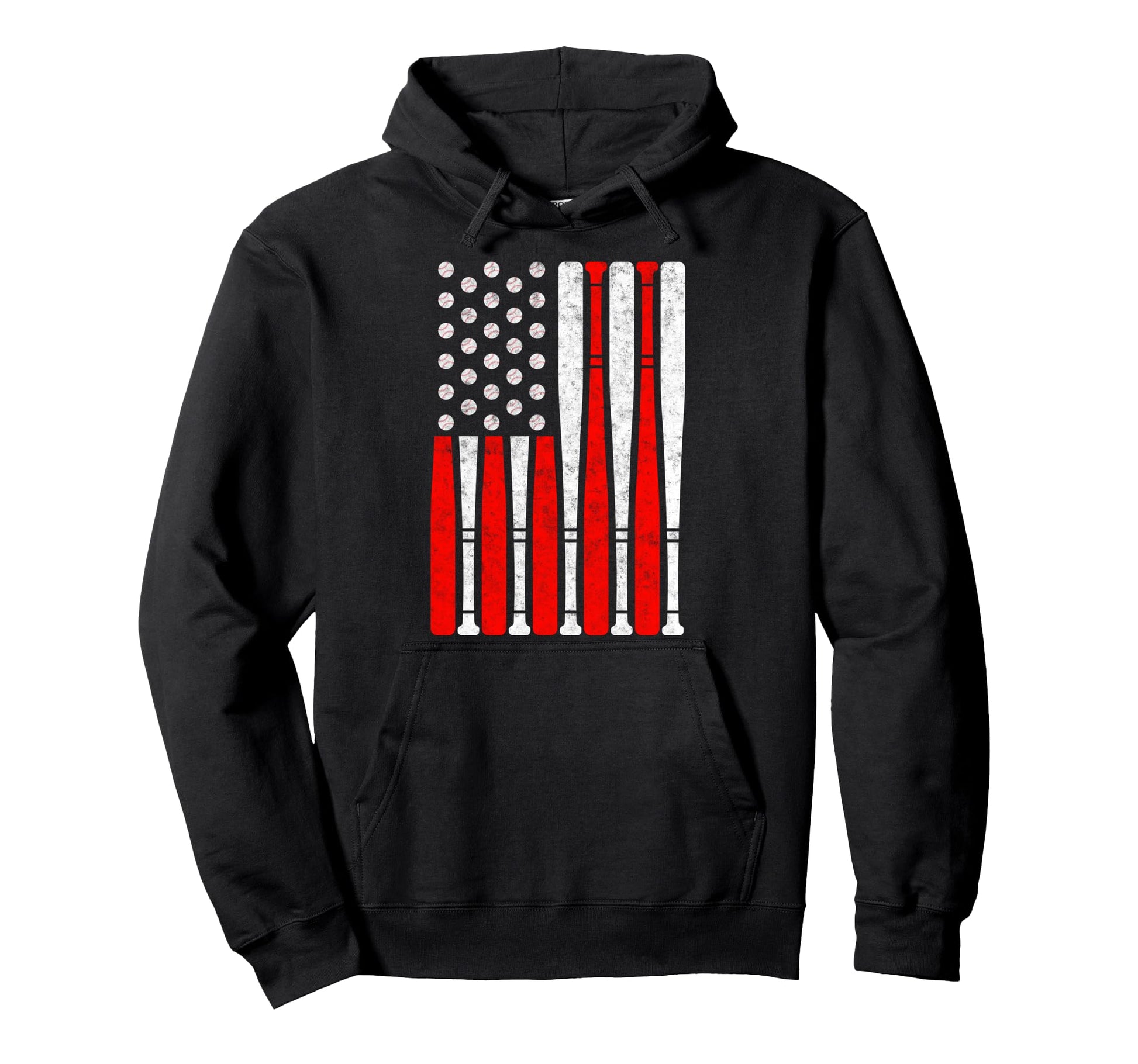 Baseball Us Flag Baseball Lover Dad Hoodie - Fun Novelty Design Unisex - T-Shirt, Sweatshirt, Hoodie