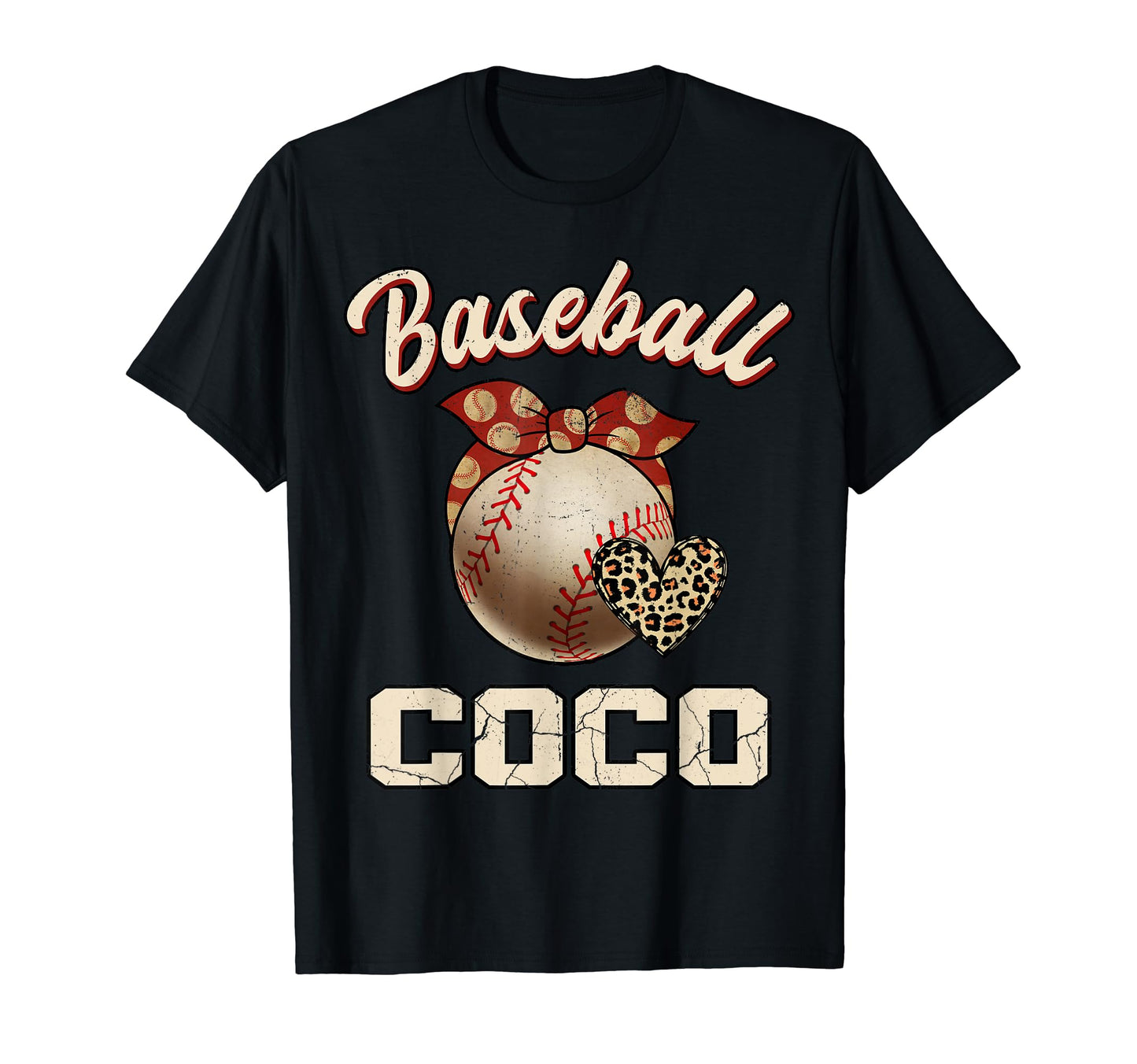 Baseball Coco Bandana Leopard Heart Fans T-Shirt - Unique Graphic Unisex - T-Shirt, Sweatshirt, Hoodie