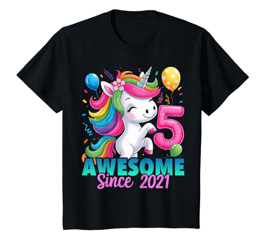 5Th Birthday Unicorn 5 Year Old Born 2021 T-Shirt - Streetwear Style Unisex - T-Shirt, Sweatshirt, Hoodie