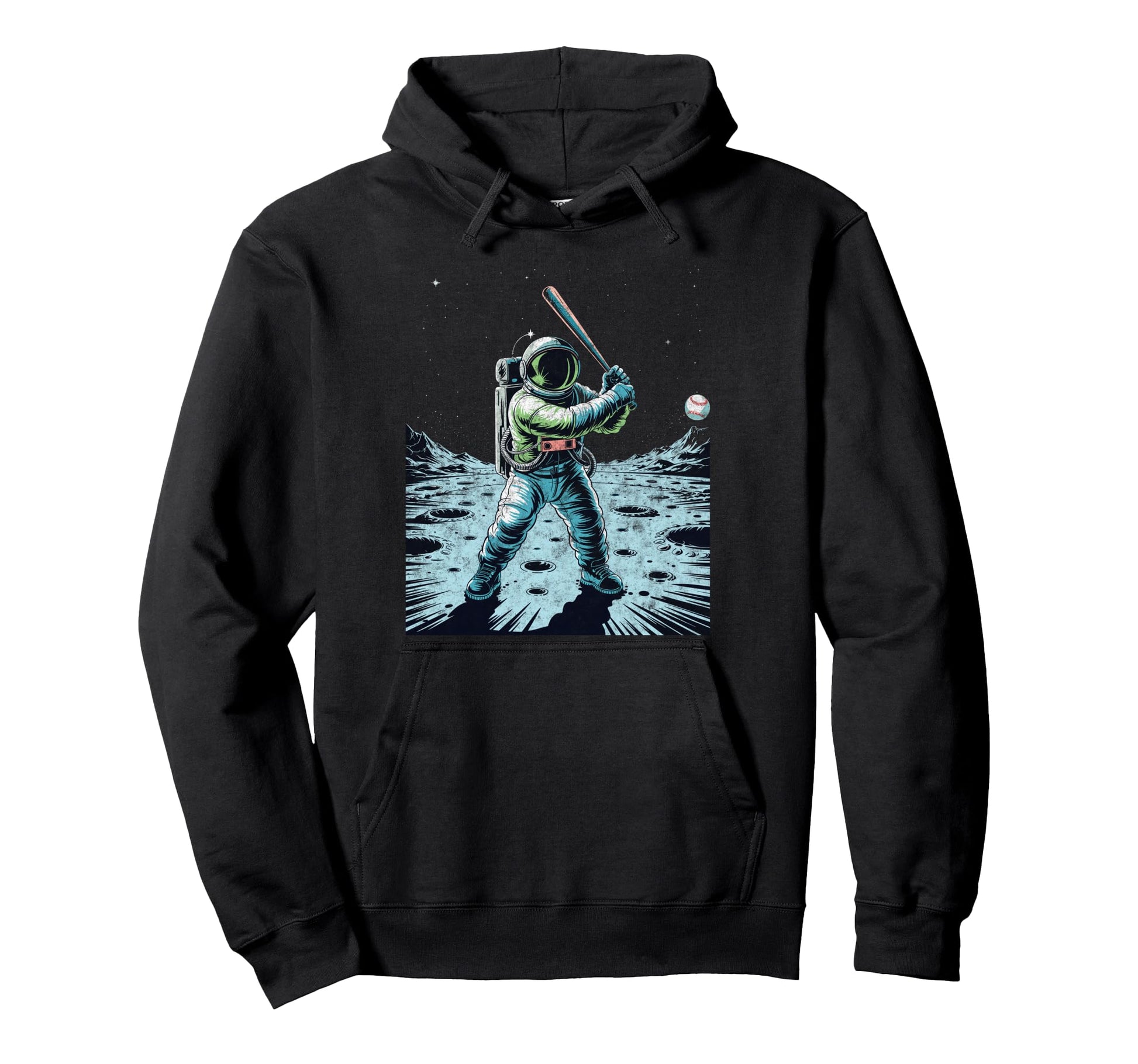 Astronaut Baseball Player Coach Dad Fan Hoodie - Graphic Print for Adults - T-Shirt, Sweatshirt, Hoodie