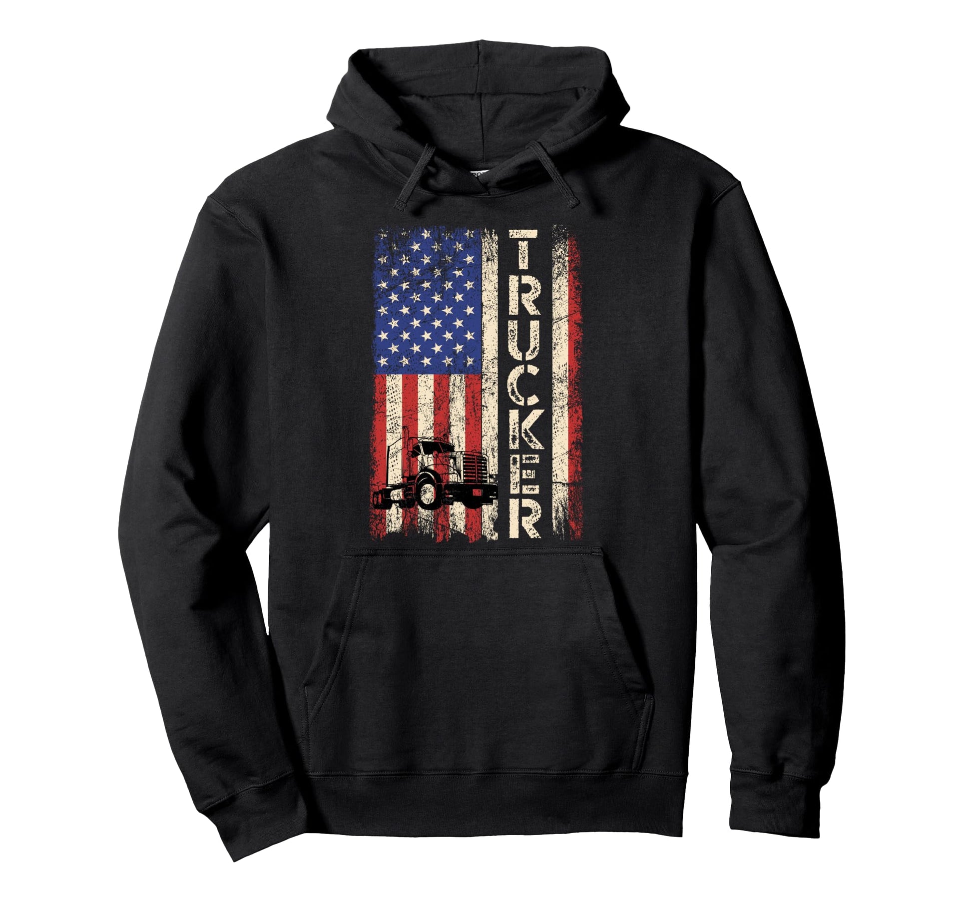 Truck Driver Usa American Flag Trucker Dad Hoodie - Novelty Apparel Unisex - T-Shirt, Sweatshirt, Hoodie