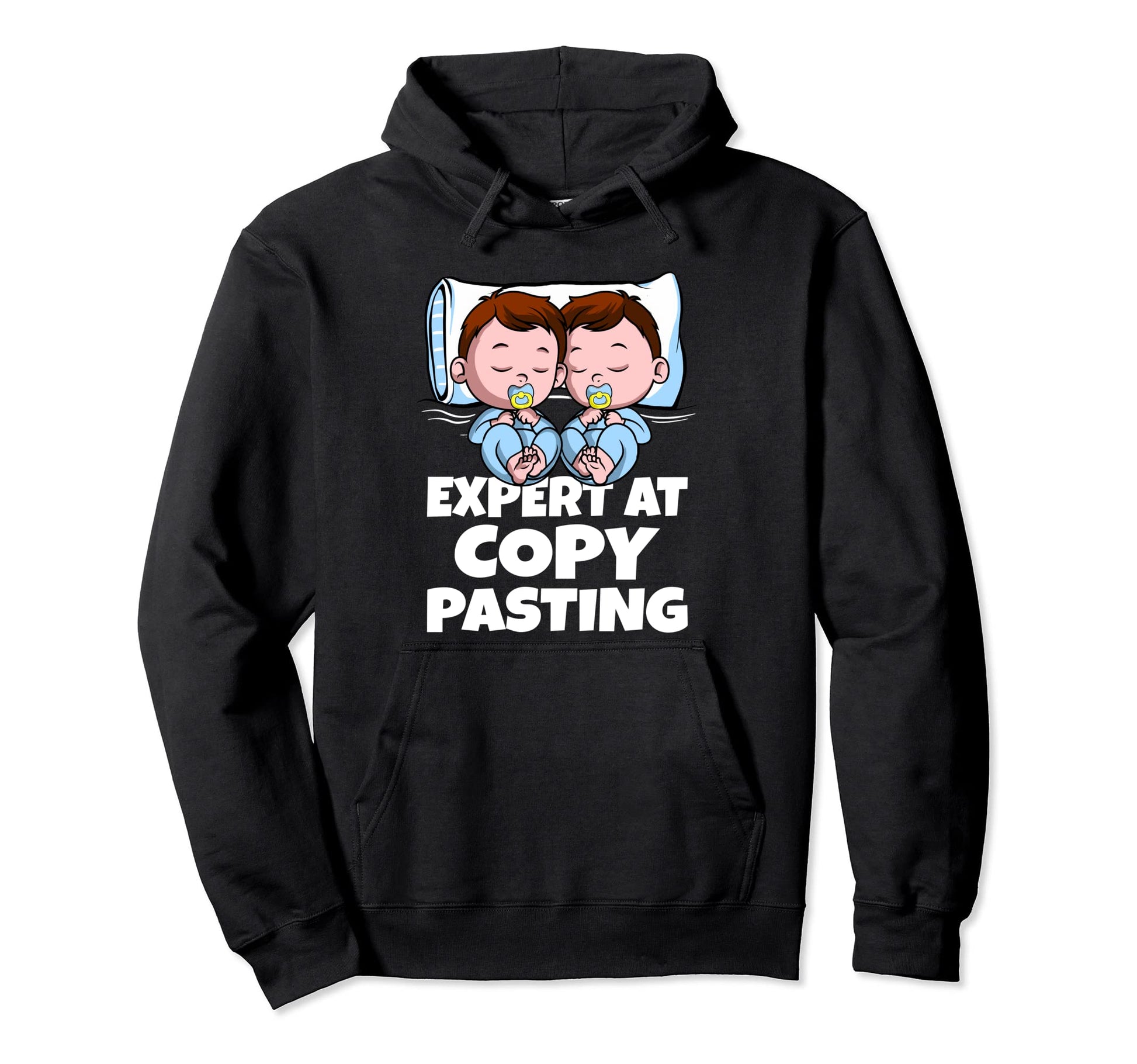 Twins Dad Mom Expert Copy Pasting Hoodie - Minimalist Print for Adults - T-Shirt, Sweatshirt, Hoodie