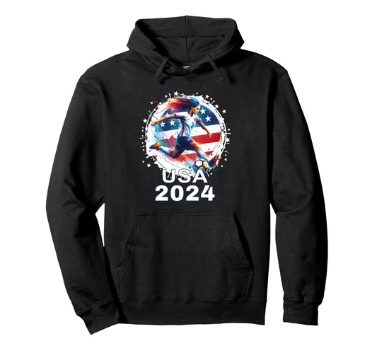American Flag Soccer Womens Hoodie - Casual Everyday Wear for Adults - T-Shirt, Sweatshirt, Hoodie