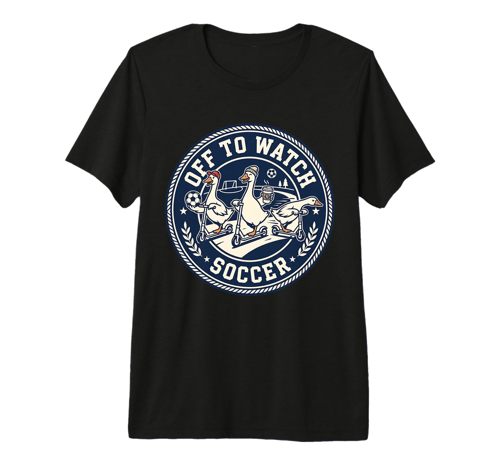 Off To Watch Soccer Silly Goose T-Shirt - Fun Novelty Design for Adults - T-Shirt, Sweatshirt, Hoodie