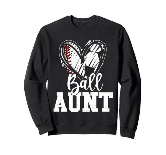 Ball Aunt Heart Baseball Soccer Ball Sweatshirt - Minimalist Print Unisex - T-Shirt, Sweatshirt, Hoodie