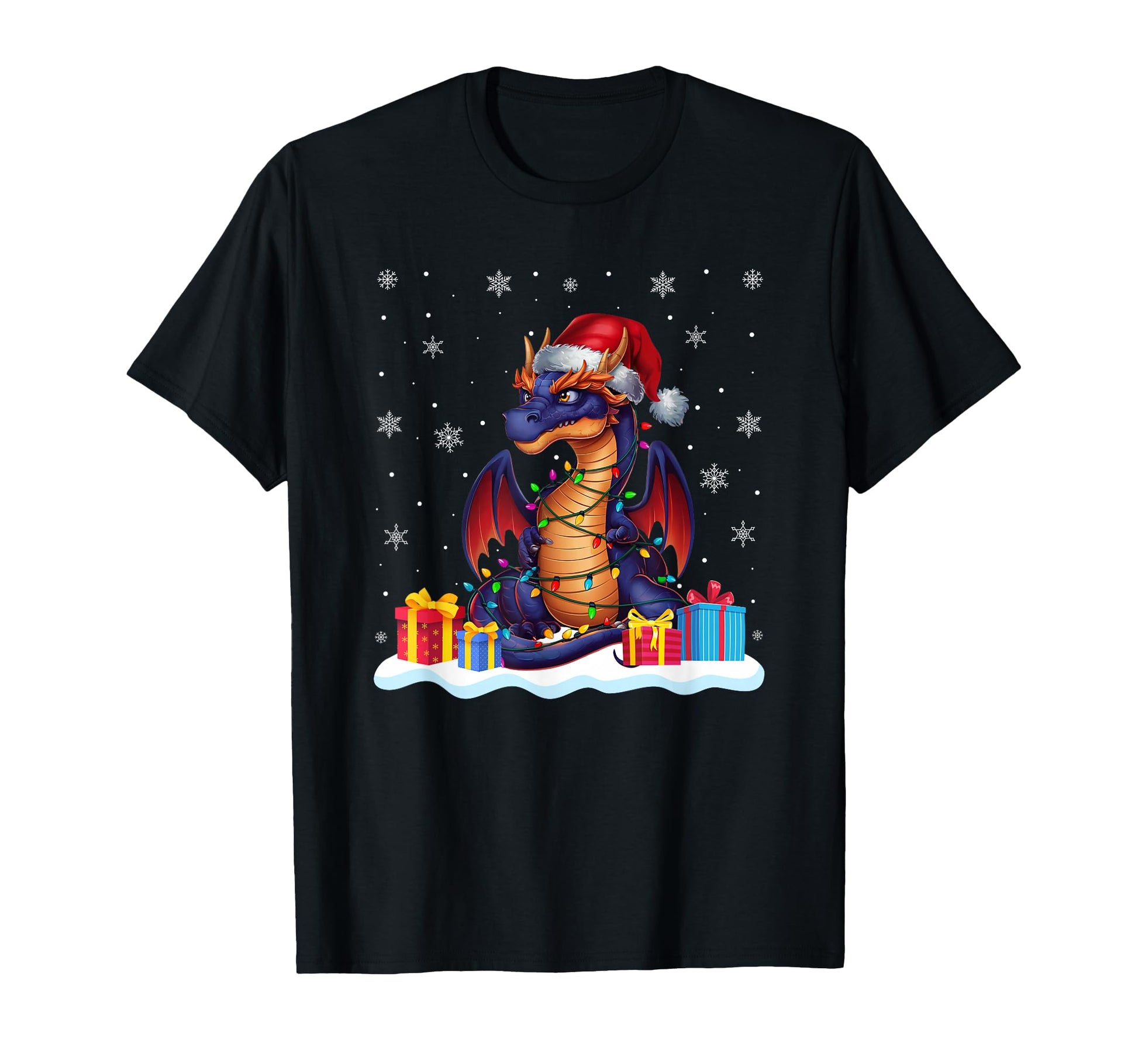 Dragon Santa Hat Tree Light Pajama T-Shirt - Unique Graphic Men Women - T-Shirt, Sweatshirt, Hoodie