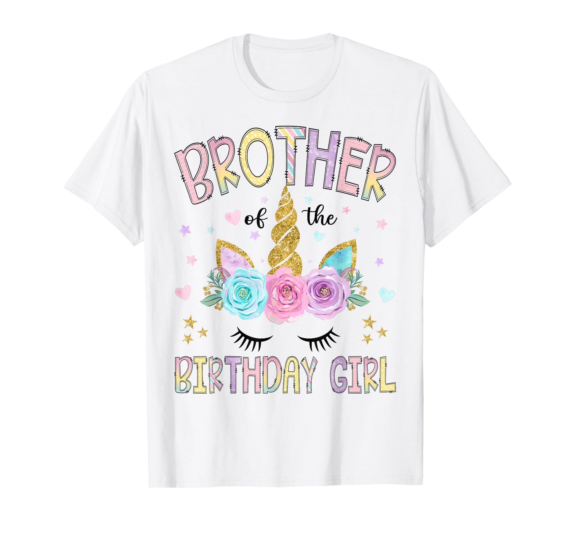 Brother Birthday Unicorn Floral Family T-Shirt - Trendy Graphic for Adults - T-Shirt, Sweatshirt, Hoodie