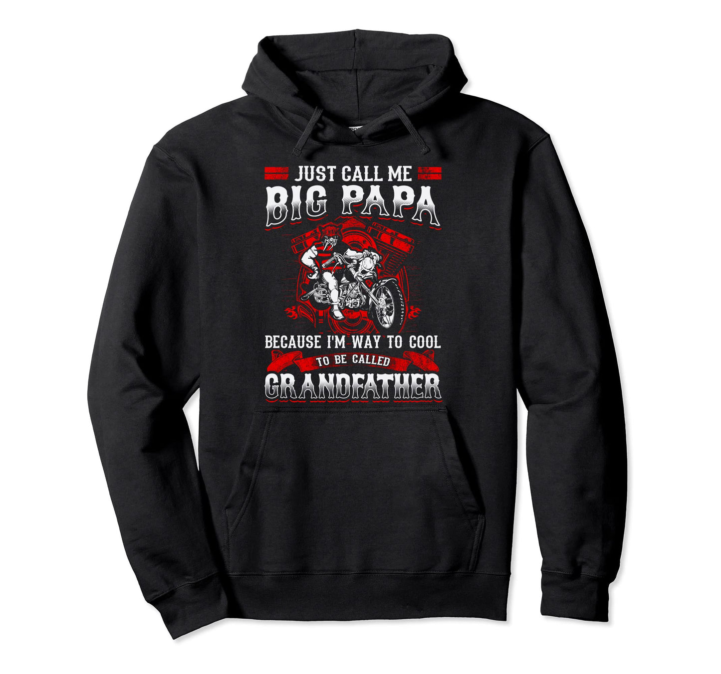Biker Grandpa Gift Fathers Day Motorcycle Hoodie - Custom Art Print Unisex - T-Shirt, Sweatshirt, Hoodie