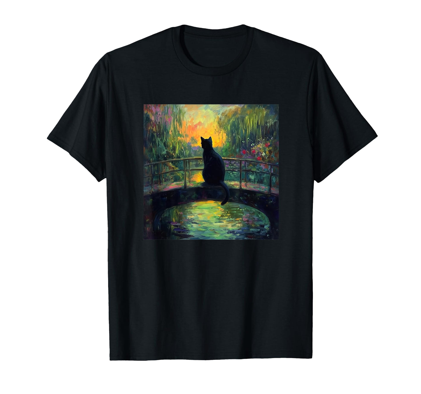 Funny Japanese Bridge Monet Cat T-Shirt - Novelty Apparel Men Women - T-Shirt, Sweatshirt, Hoodie
