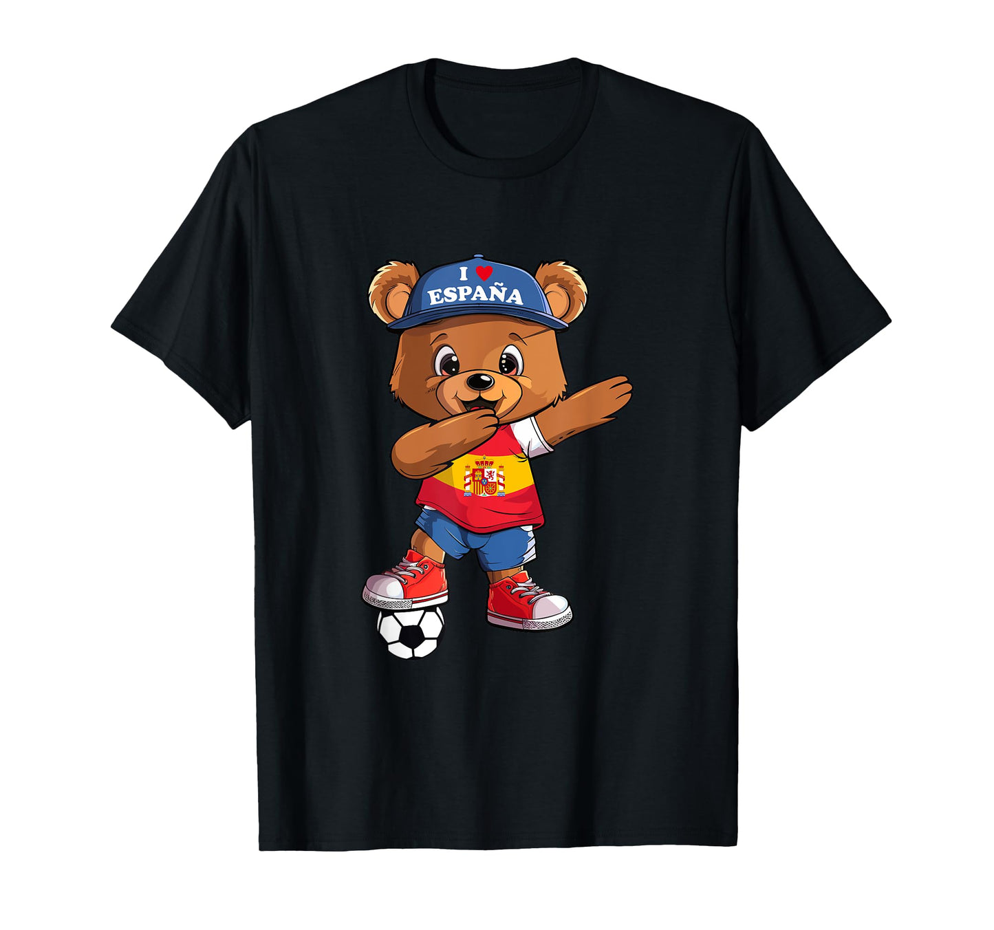 Soccer Bear Dabbing Spain Soccer Fan T-Shirt - Fun Novelty Design Men Women - T-Shirt, Sweatshirt, Hoodie