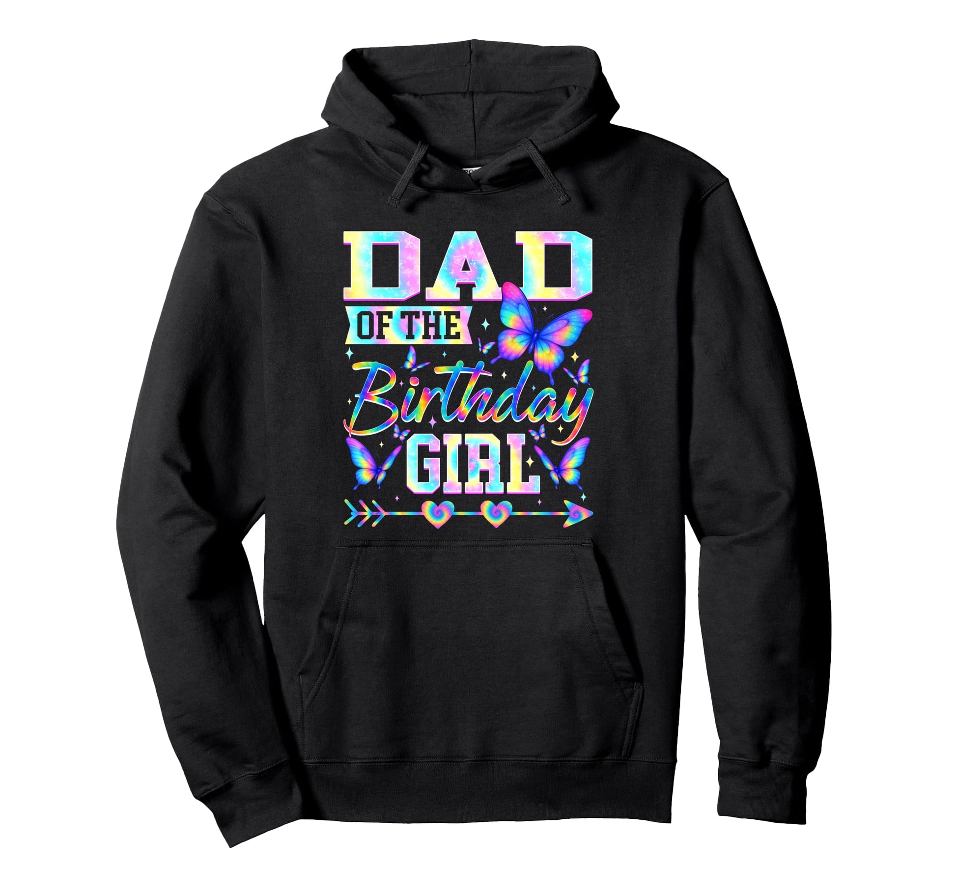 Dad Birthday Butterfly Party Matching Hoodie - Graphic Print Men Women - T-Shirt, Sweatshirt, Hoodie