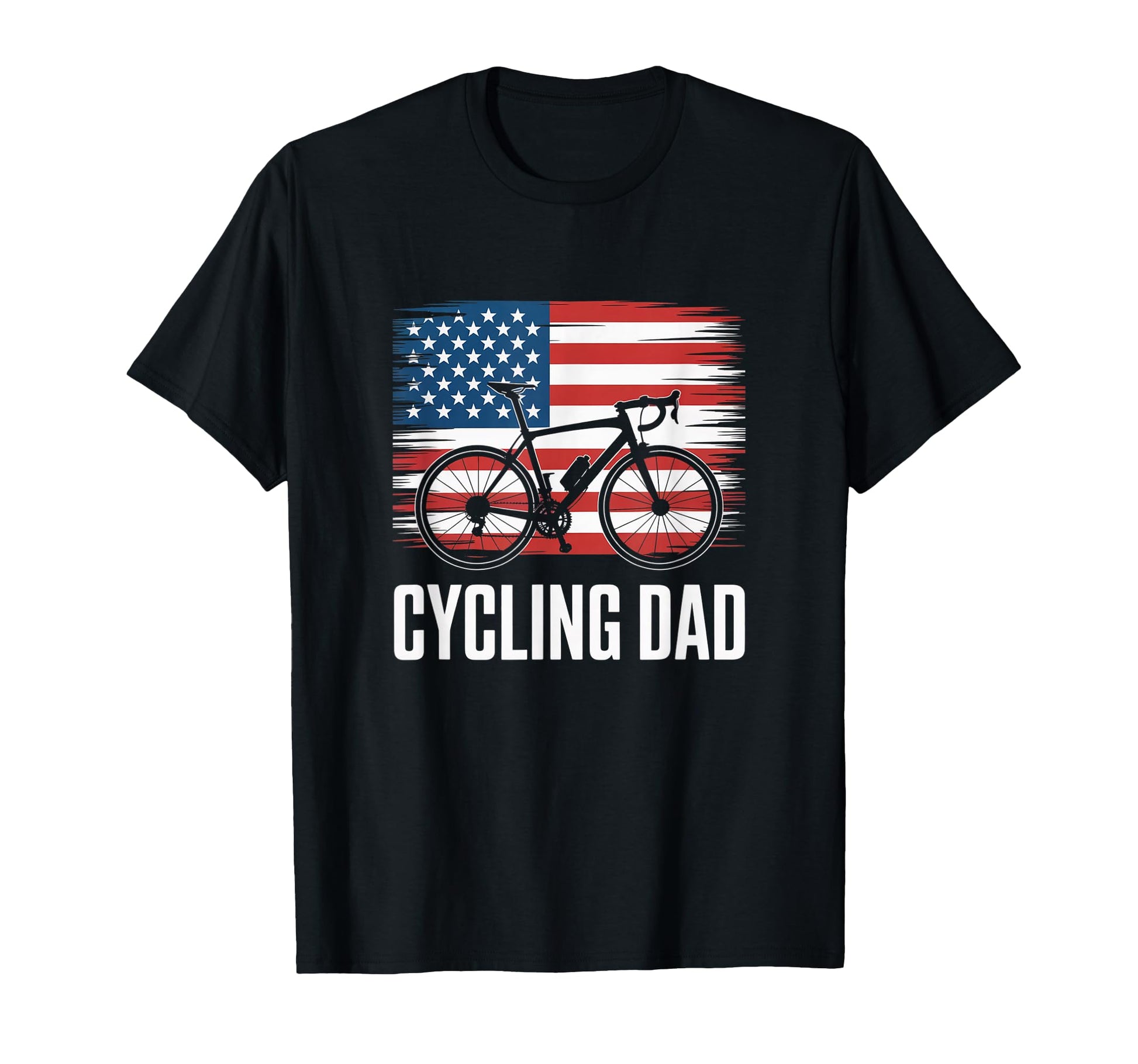 Cycling Dad American Flag Road T-Shirt - Fun Novelty Design for Adults - T-Shirt, Sweatshirt, Hoodie