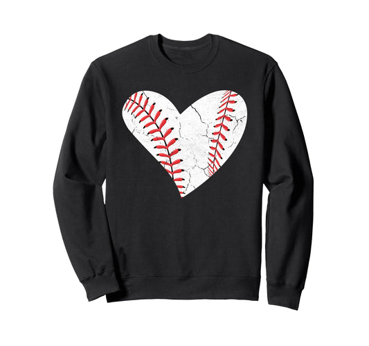 Baseball Heart Sports Player Mom Sweatshirt - Aesthetic Graphic for Adults - T-Shirt, Sweatshirt, Hoodie