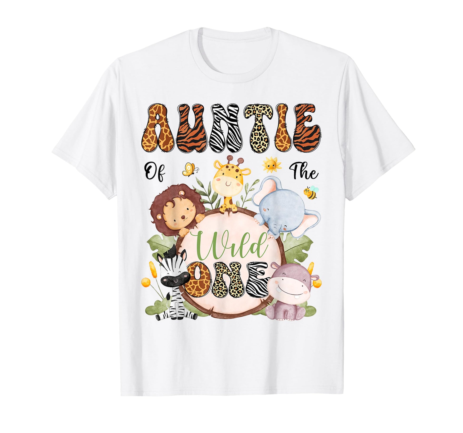 Auntie Wild One 1St Birthday Safari Jungle T-Shirt - Unique Graphic Unisex - T-Shirt, Sweatshirt, Hoodie