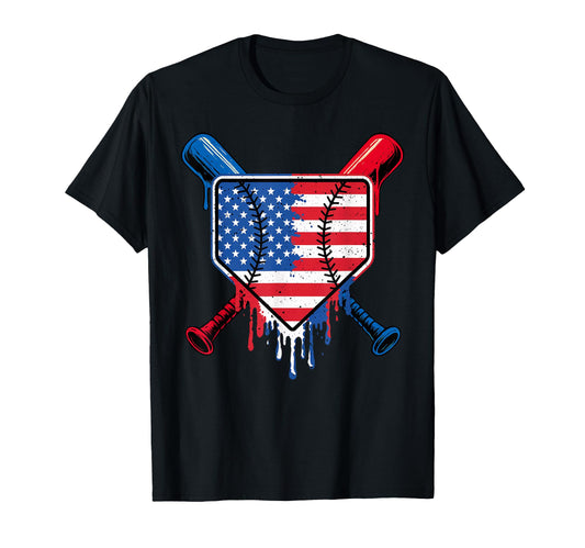 Baseball Drip Ice Cream Patriotic T-Shirt - Streetwear Style for Adults - T-Shirt, Sweatshirt, Hoodie