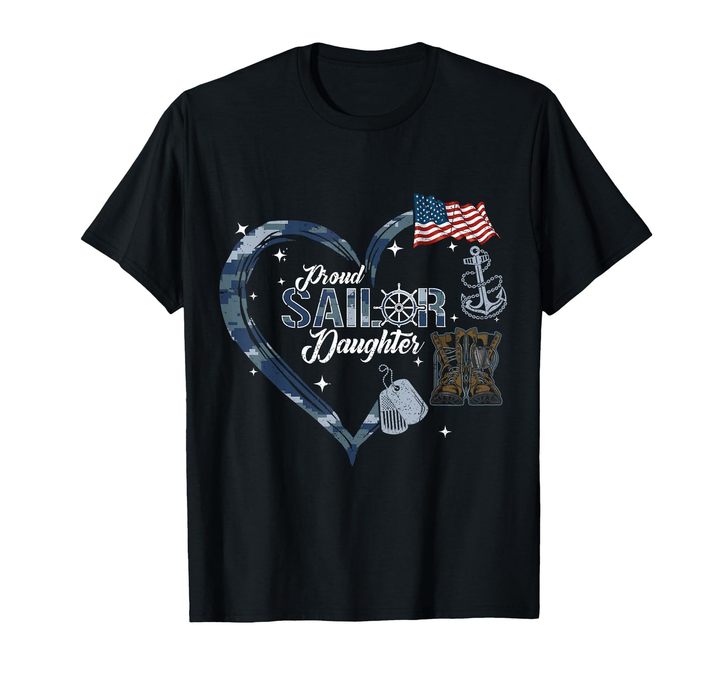 Proud Sailor Daughter Anchor Heart T-Shirt - Fun Novelty Design for Adults - T-Shirt, Sweatshirt, Hoodie