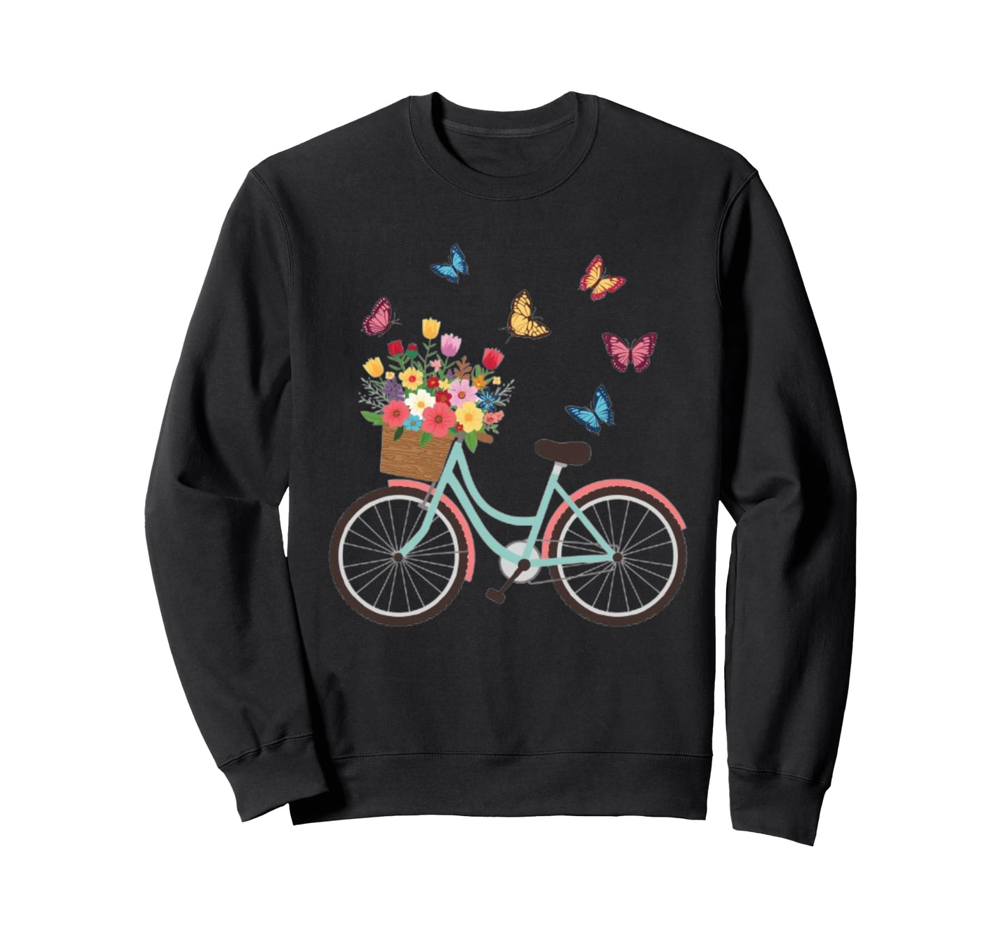 Butterflies Flying Around Bike Sweatshirt - Casual Everyday Wear Unisex - T-Shirt, Sweatshirt, Hoodie