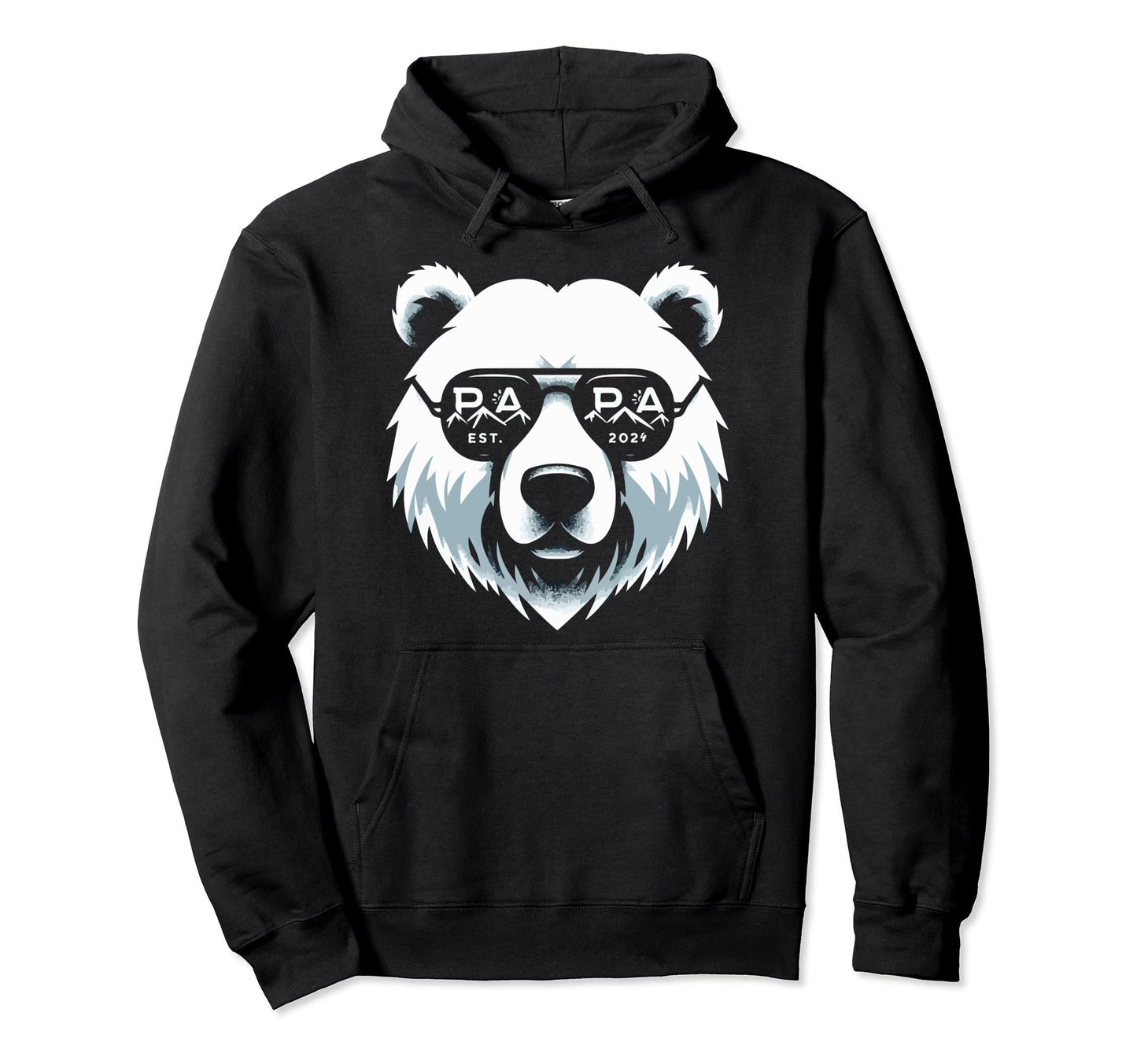 Papa Bear Est 2024 New Dad Funny Hoodie - Minimalist Print for Adults - T-Shirt, Sweatshirt, Hoodie