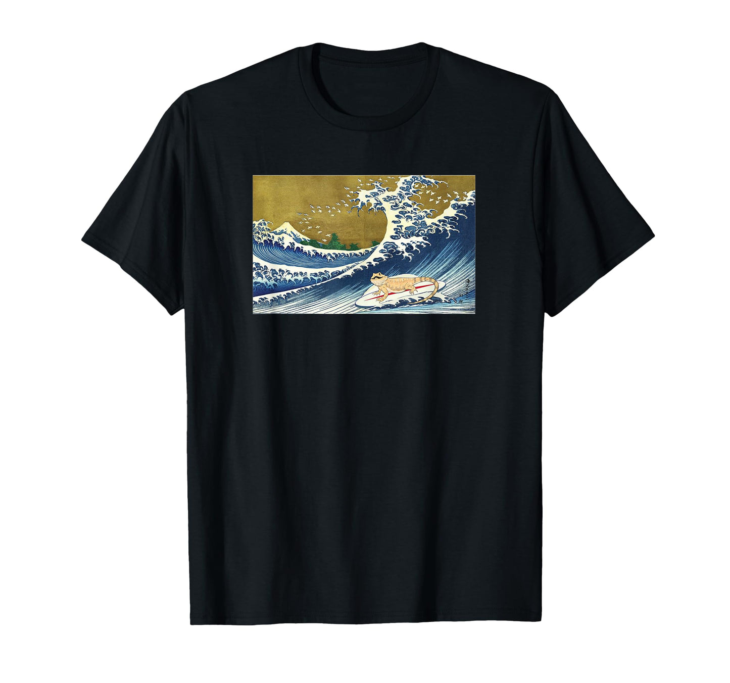 Tiny Dinosaur Surfing Bearded T-Shirt - Casual Everyday Wear Men Women - T-Shirt, Sweatshirt, Hoodie