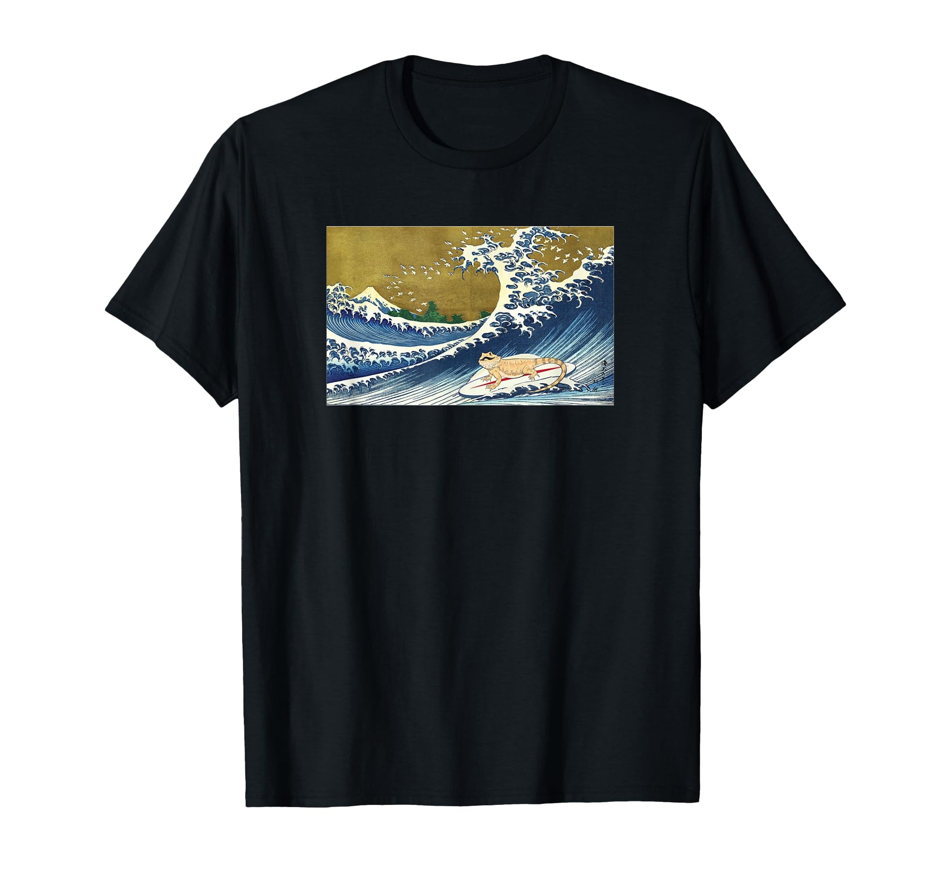 Tiny Dinosaur Surfing Bearded T-Shirt - Casual Everyday Wear Men Women - T-Shirt, Sweatshirt, Hoodie