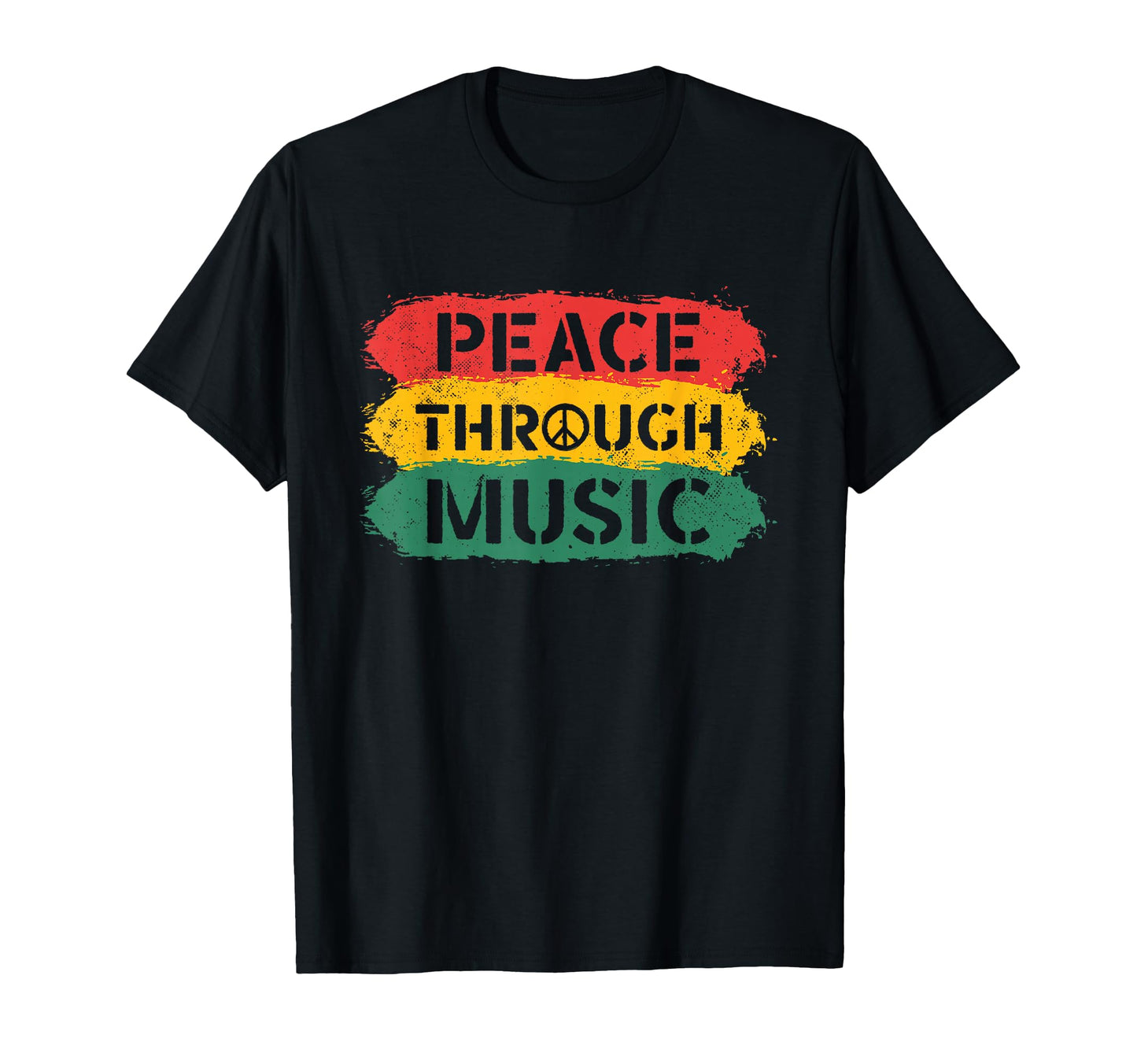 Peace Through Music Musician Peace Sign T-Shirt - Unique Graphic Men Women - T-Shirt, Sweatshirt, Hoodie