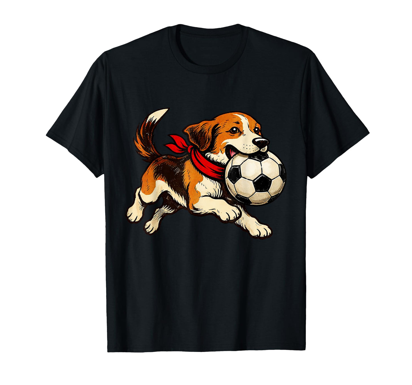Funny Beagle Dog Playing Soccer Game T-Shirt - Novelty Apparel for Adults - T-Shirt, Sweatshirt, Hoodie