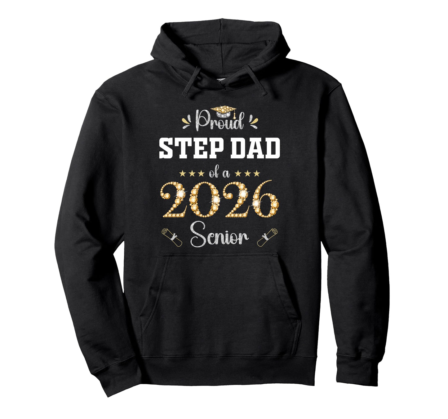 Proud Step Dad 2026 Senior Graduate Hoodie - Aesthetic Graphic Unisex - T-Shirt, Sweatshirt, Hoodie