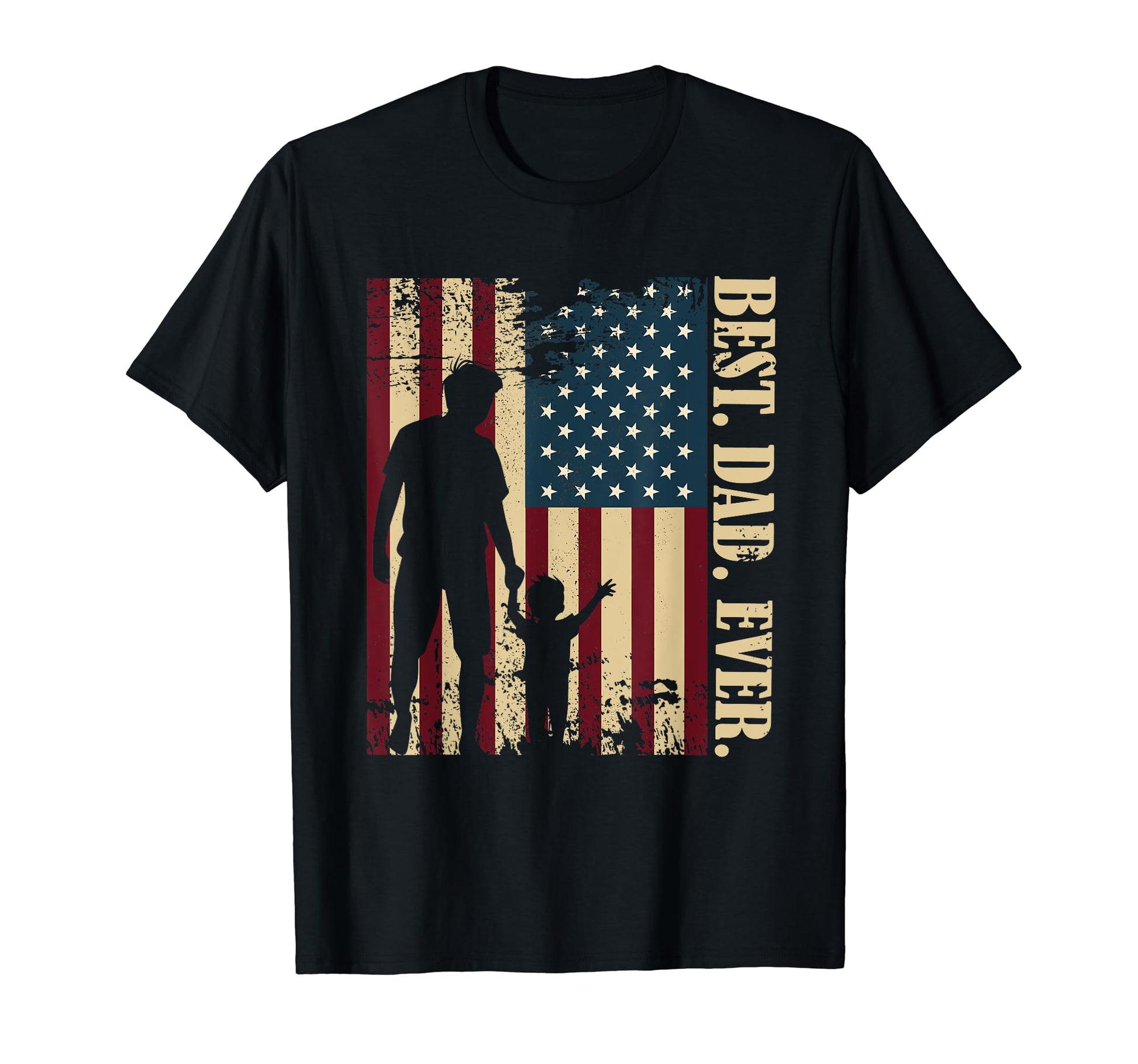 Best Dad Ever Us American Flag Fathers T-Shirt - Custom Art Print Unisex - T-Shirt, Sweatshirt, Hoodie